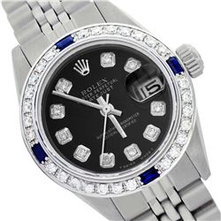 Rolex Ladies Stainless Steel, Diam Dial & Diam/Sapphire Bezel, Saph Crystal - REF-355X6A