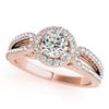 0.90 CTW Certified VS/SI Diamond Solitaire Halo Ring 18K Rose Gold - REF-134W5H - 26423