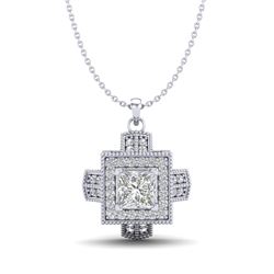 0.84 CTW Princess VS/SI Diamond Micro Pave Necklace 18K White Gold - REF-149M3F - 37190