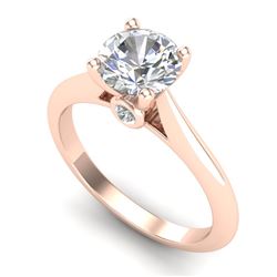 1.36 CTW VS/SI Diamond Solitaire Art Deco Ring 18K Rose Gold - REF-509Y3N - 37290