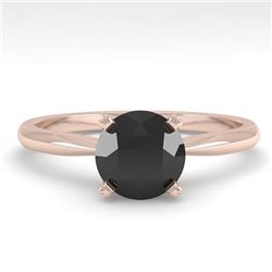 1.0 CTW Black Diamond Engagement Designer Ring 18K Rose Gold - REF-51M3F - 32402