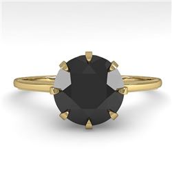 2.0 CTW Black Diamond Solitaire Engagement Ring Vintage Design 18K Yellow Gold - REF-78K2R - 35773