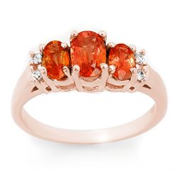 1.14 CTW Orange Sapphire & Diamond Ring 14K Rose Gold - REF-37T8X - 10635