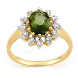 1.62 CTW Green Tourmaline & Diamond Ring 10K Yellow Gold - REF-34N9Y - 11074