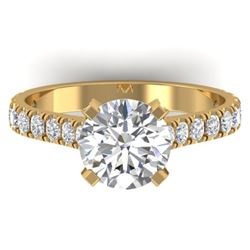 2.4 CTW Certified VS/SI Diamond Solitaire Art Deco Ring 14K Yellow Gold - REF-674H2W - 30443