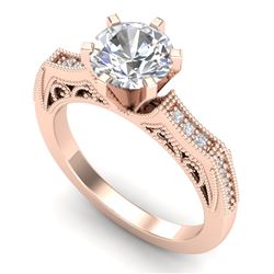 1.51 CTW VS/SI Diamond Solitaire Art Deco Ring 18K Rose Gold - REF-536R4K - 37077