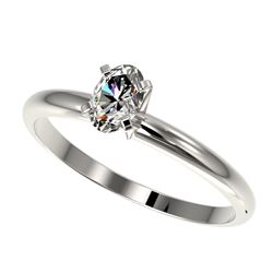 0.50 CTW Certified VS/SI Quality Oval Diamond Engagement Ring 10K White Gold - REF-77W6H - 32865