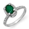 1.90 CTW Emerald & Diamond Ring 14K White Gold - REF-62M5F - 14387