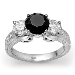 3.80 CTW Vs Certified Black & White Diamond Ring 14K White Gold - REF-357H3W - 11933