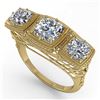 Image 2 : 2 CTW Past Present Future VS/SI Cushion Cut Diamond Ring Deco 18K Yellow Gold - REF-481W6H - 36073