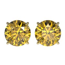 2.57 CTW Certified Intense Yellow SI Diamond Solitaire Stud Earrings 10K Yellow Gold - REF-381X8T - 