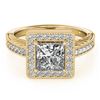 1.6 CTW Certified VS/SI Princess Diamond Solitaire Halo Ring 18K Yellow Gold - REF-570X9T - 27122