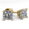 Image 2 : 1.06 CTW Cushion Cut VS/SI Diamond Stud Designer Earrings 14K Yellow Gold - REF-174T5X - 32152