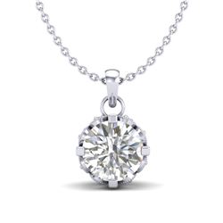 0.85 CTW VS/SI Diamond Solitaire Art Deco Stud Necklace 18K White Gold - REF-138H4W - 36839