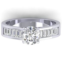 1.75 CTW Certified VS/SI Diamond Solitaire Art Deco Ring 14K White Gold - REF-411Y3N - 30348