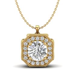 1.54 CTW VS/SI Diamond Solitaire Art Deco Necklace 18K Yellow Gold - REF-418W2H - 37327