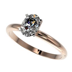 1 CTW Certified VS/SI Quality Oval Diamond Solitaire Ring 10K Rose Gold - REF-297M2F - 32895