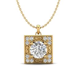 1.02 CTW VS/SI Diamond Solitaire Art Deco Necklace 18K Yellow Gold - REF-200N2Y - 37273