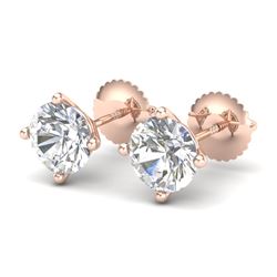 2 CTW VS/SI Diamond Solitaire Art Deco Stud Earrings 18K Rose Gold - REF-540T2X - 37305