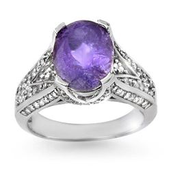 4.70 CTW Tanzanite & Diamond Ring 18K White Gold - REF-172T2X - 14271