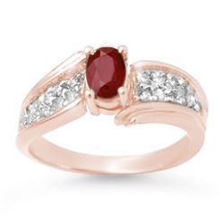 1.43 CTW Ruby & Diamond Ring 14K Rose Gold - REF-51K6R - 13343