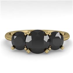 2 CTW Black Diamond Past Present Future Designer Ring 18K Yellow Gold - REF-91K8R - 32467