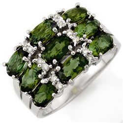 3.15 CTW Green Tourmaline & Diamond Ring 10K White Gold - REF-47X6T - 11727