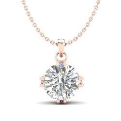 1 CTW VS/SI Diamond Solitaire Art Deco Stud Necklace 18K Rose Gold - REF-294W2H - 36915