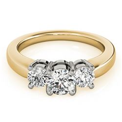 0.75 CTW Certified VS/SI Diamond 3 Stone Ring 18K Yellow Gold - REF-128W5H - 28064