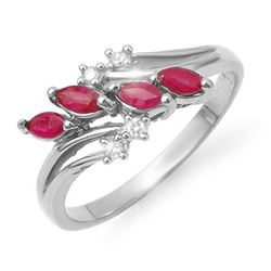 0.40 CTW Ruby & Diamond Ring 18K White Gold - REF-38M4F - 13150
