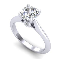 1.36 CTW VS/SI Diamond Solitaire Art Deco Ring 18K White Gold - REF-509F3M - 37289