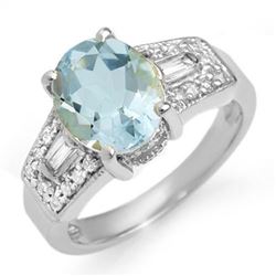 3.55 CTW Aquamarine & Diamond Ring 14K White Gold - REF-84F9M - 11700