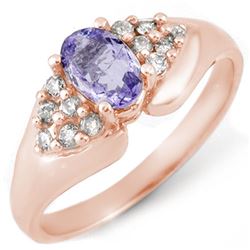 0.90 CTW Tanzanite & Diamond Ring 14K Rose Gold - REF-41X8T - 10667