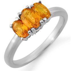 1.18 CTW Orange Sapphire Ring 18K White Gold - REF-37W5H - 10464