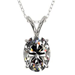 1.25 CTW Certified VS/SI Quality Oval Diamond Solitaire Necklace 10K White Gold - REF-367H3W - 33211