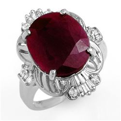 6.70 CTW Ruby & Diamond Ring 18K White Gold - REF-85X6T - 12725