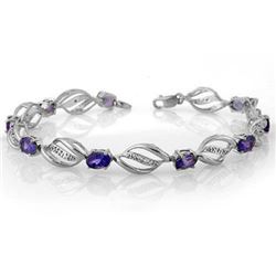 5.60 CTW Tanzanite & Diamond Bracelet 14K White Gold - REF-100T2X - 10496