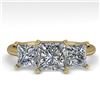 Image 1 : 2.0 CTW Princess VS/SI Diamond 3 Stone Designer Ring 18K Yellow Gold - REF-390F2M - 32473