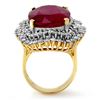 Image 2 : 31.12 CTW Ruby & Diamond Ring 14K Yellow Gold - REF-303X8T - 14317