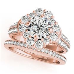 2.22 CTW Certified VS/SI Diamond 2Pc Wedding Set Solitaire Halo 14K Rose Gold - REF-277H8W - 31104