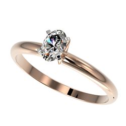 0.50 CTW Certified VS/SI Quality Oval Diamond Engagement Ring 10K Rose Gold - REF-77R6K - 32866