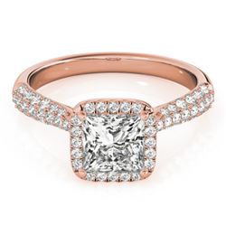 1.15 CTW Certified VS/SI Princess Diamond Solitaire Halo Ring 18K Rose Gold - REF-163W6H - 27094