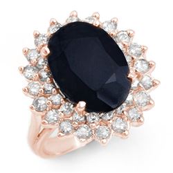 8.70 CTW Blue Sapphire & Diamond Ring 14K Rose Gold - REF-127N5Y - 12884