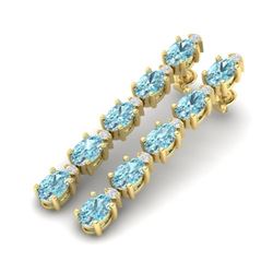 15.47 CTW Skt Blue Topaz & VS/SI Certified Diamond Earrings 10K Yellow Gold - REF-74N8Y - 29496