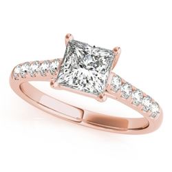 0.85 CTW Certified VS/SI Princess Diamond Ring 18K Rose Gold - REF-132X8T - 28114