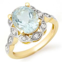 2.65 CTW Aquamarine & Diamond Ring 14K Yellow Gold - REF-51N8Y - 14438