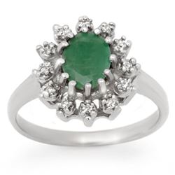 1.46 CTW Emerald & Diamond Ring 18K White Gold - REF-43Y3N - 12440