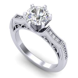 1.51 CTW VS/SI Diamond Solitaire Art Deco Ring 18K White Gold - REF-536Y4N - 37076