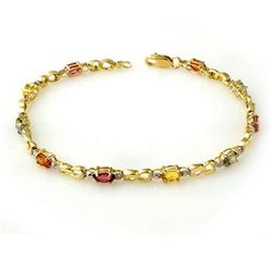 2.51 CTW Multi-Sapphire & Diamond Bracelet 10K Yellow Gold - REF-32M2F - 13845