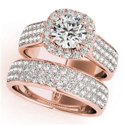 2.59 CTW Certified VS/SI Diamond 2Pc Wedding Set Solitaire Halo 14K Rose Gold - REF-475M5F - 31167